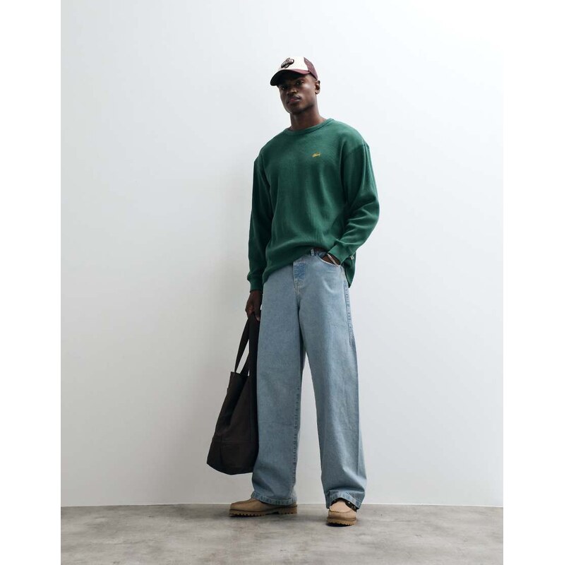 BLKVIS script logo waffle long sleeve t-shirt in green