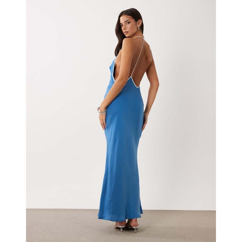 ASOS DESIGN bias cut racer maxi dress with low back in teal