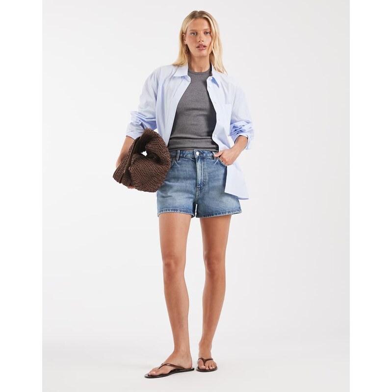 & Other Stories loose fit denim shorts in blue wash