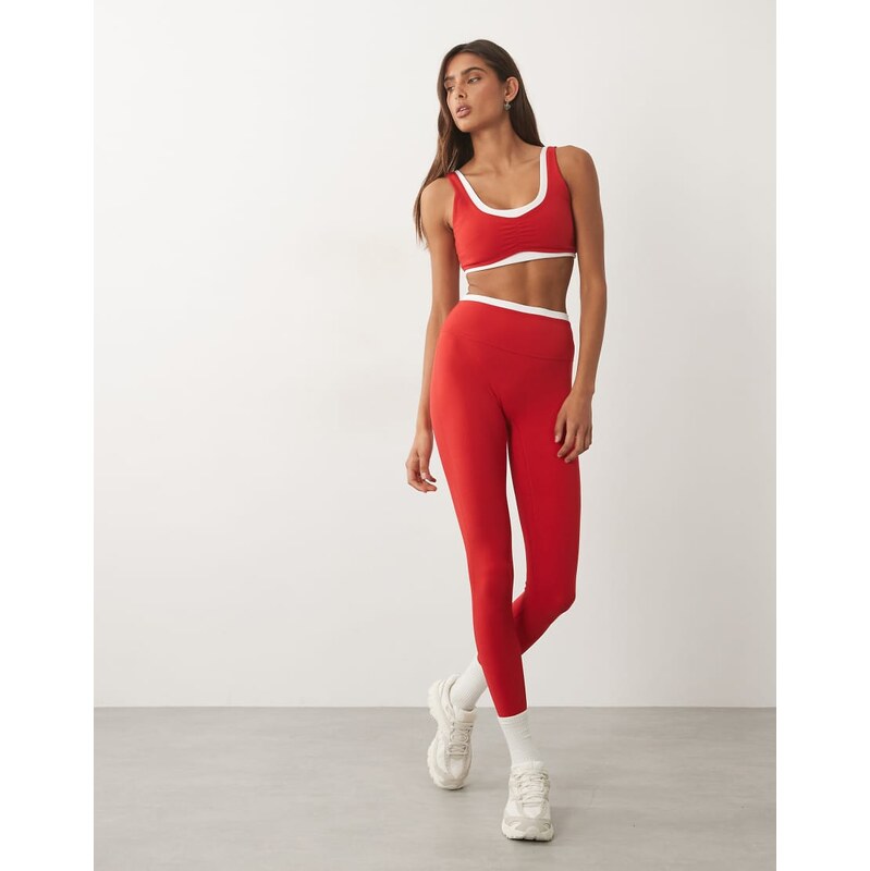 Abercrombie & Fitch YPB studioflex leggings co-ord in red