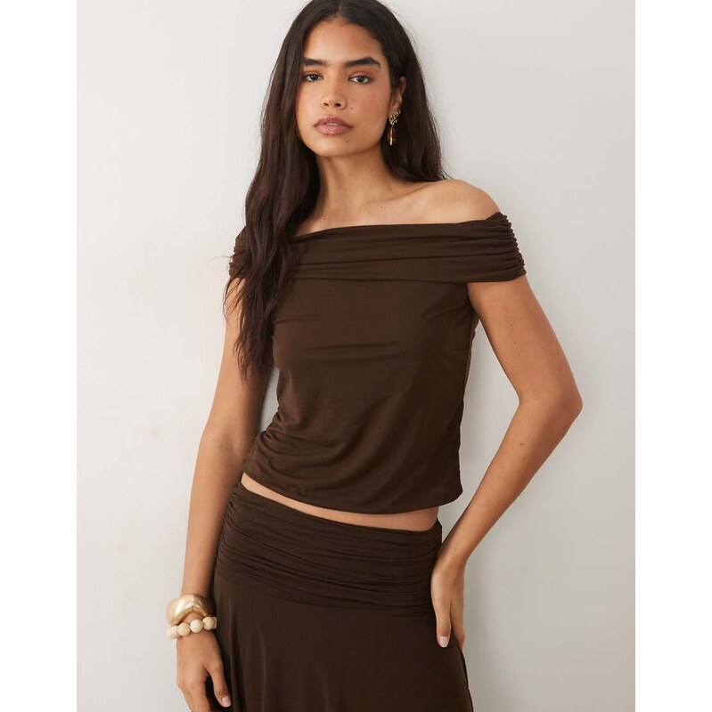 Mango Pini off the shoulder top co-ord in brown