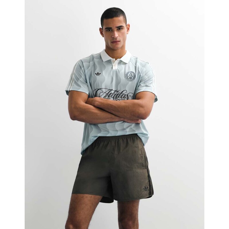 adidas Originals three stripe sprinter shorts in khaki-Green