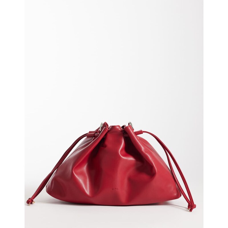 PASQ drawstring grab bag with soulder strap in red