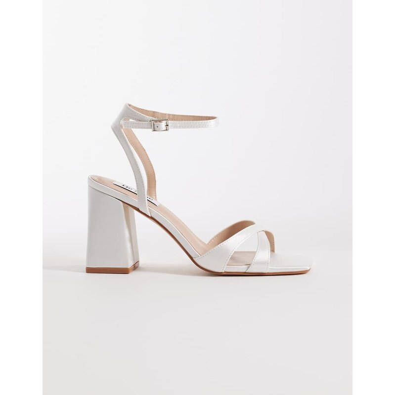 Be Mine Bridal Eshma block heeled sandals in ivory satin-White