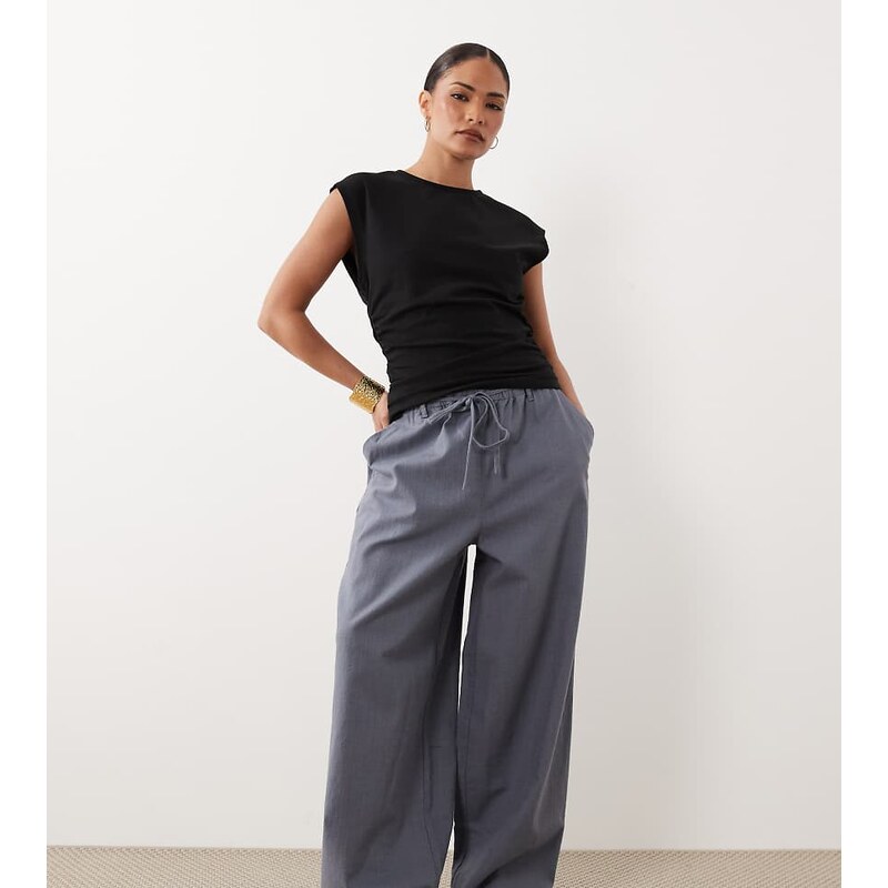 ASOS Petite ASOS DESIGN Petite pull on trousers in dusky blue
