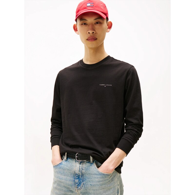 Tommy Jeans pánské černé tričko s dlouhým rukávem
