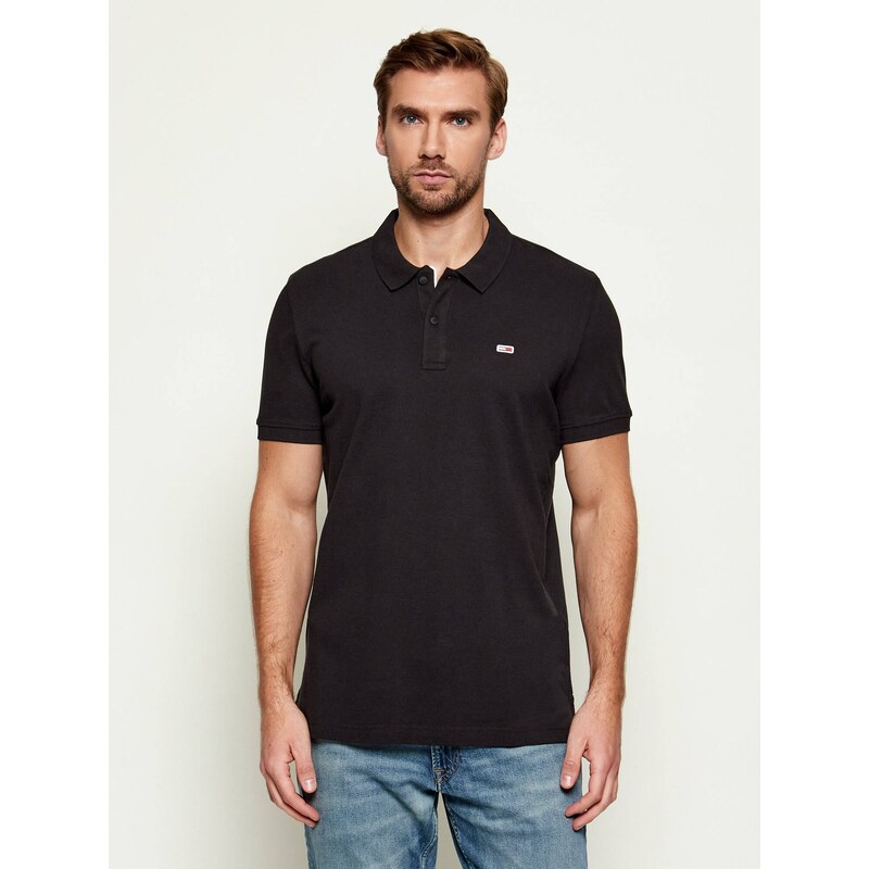 Tommy Jeans pánské černé polo tričko