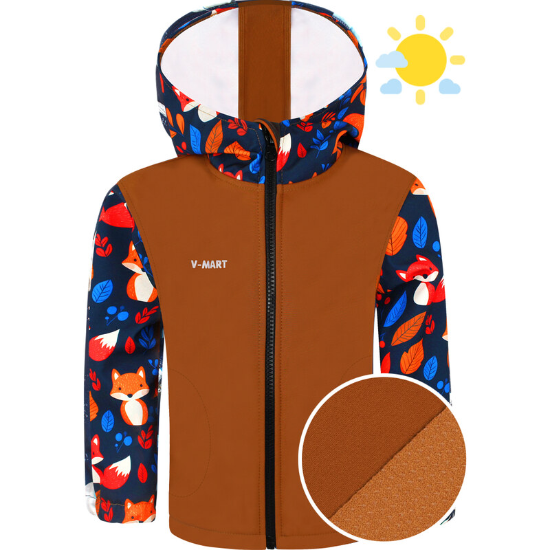 Dětská letní softshellová bunda Lišky, V-Mart