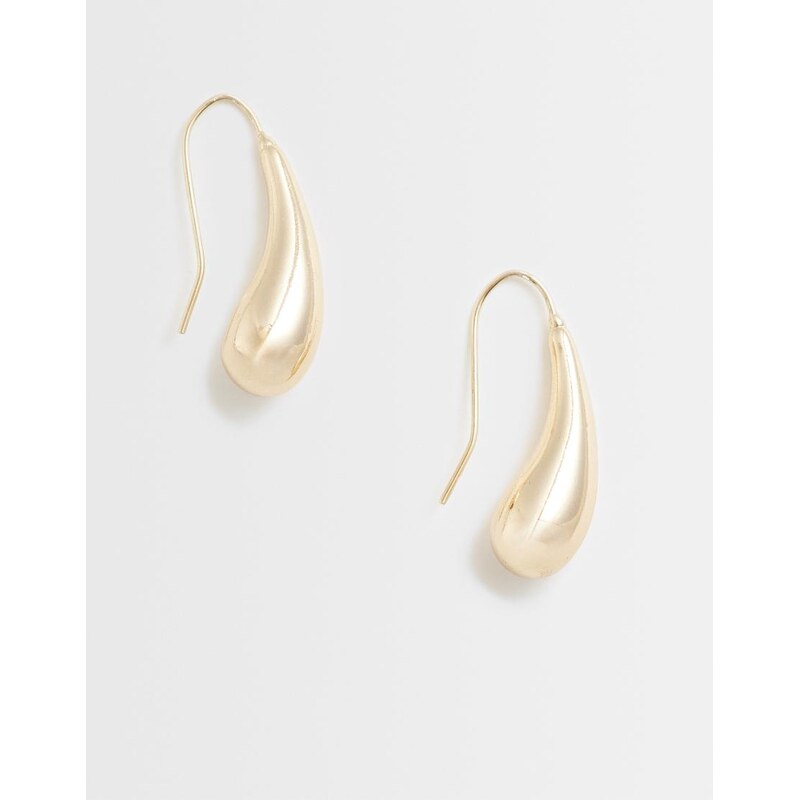 ASOS DESIGN hoop earrings with small teardrop in gold tone