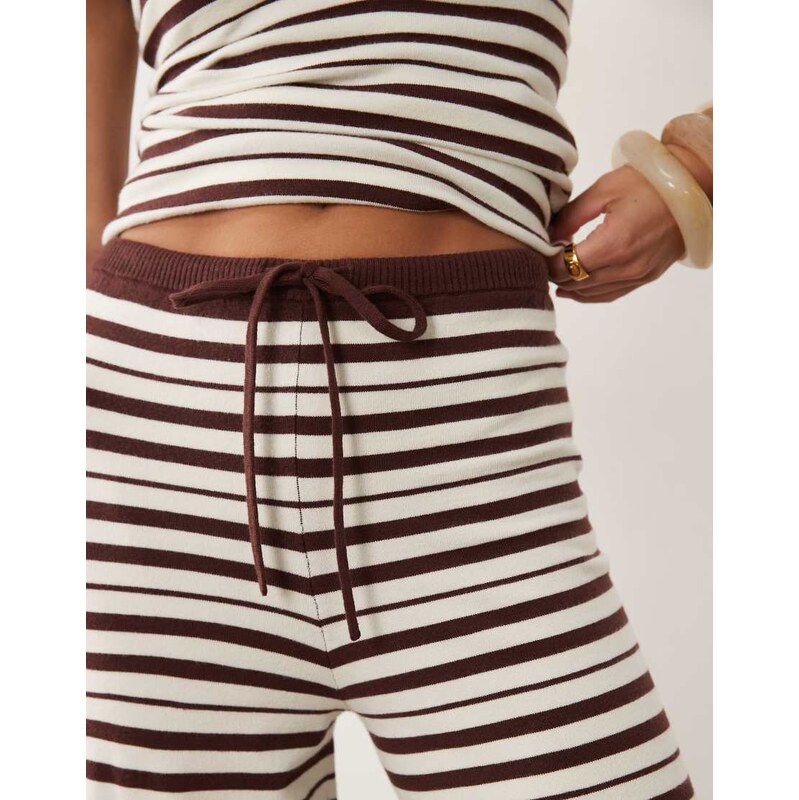 4th & Reckless textured knit drawstring waist wide leg trousers