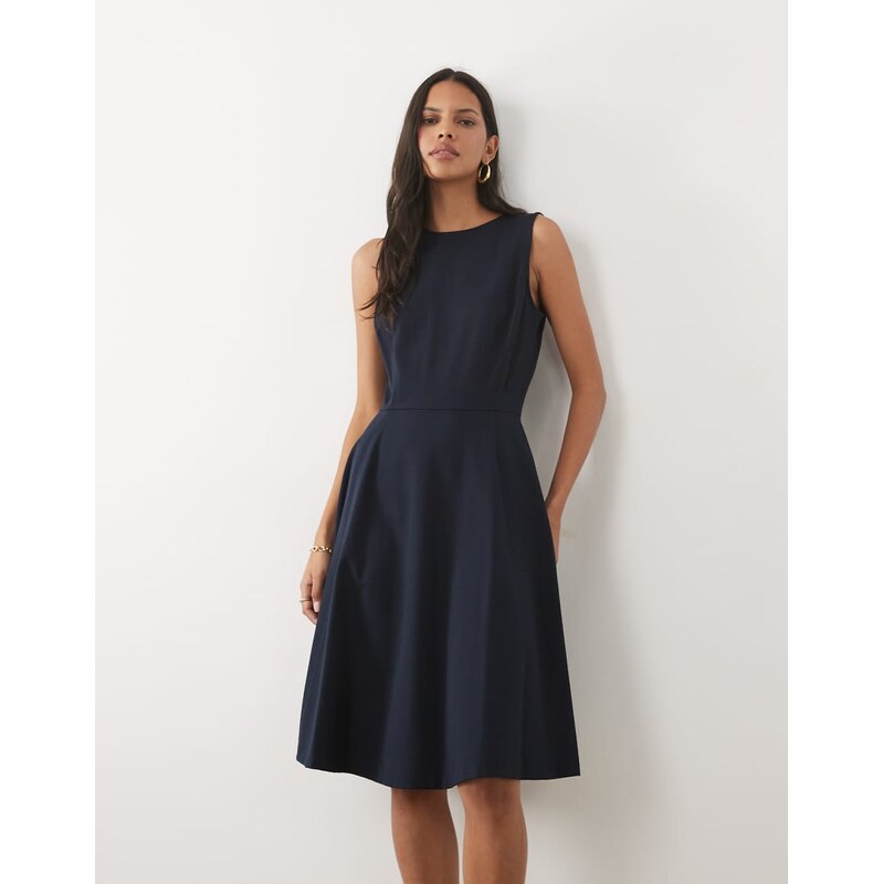 Lauren by Ralph Lauren midi day dress with belt in navy