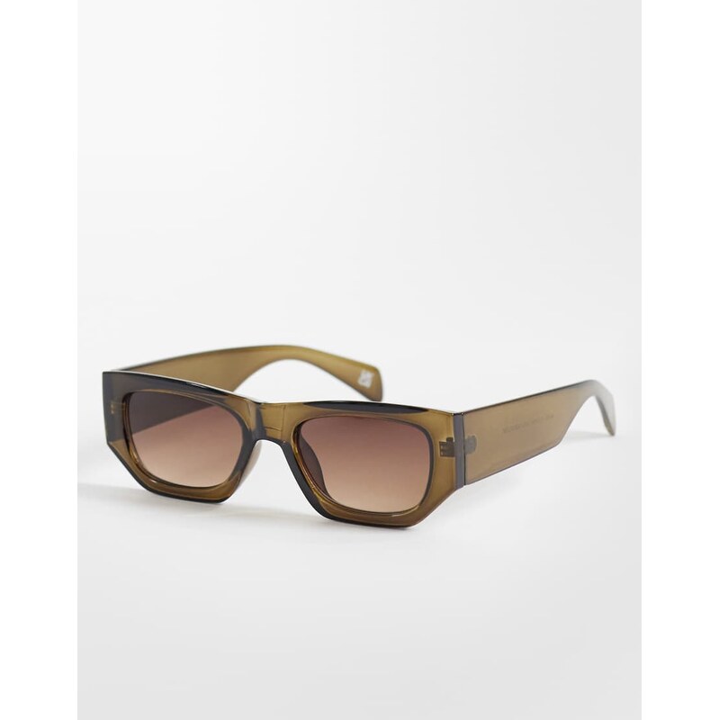 ASOS DESIGN angular mid square sunglasses in tonal green with
