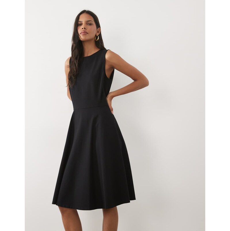 Lauren by Ralph Lauren midi day dress with belt in black