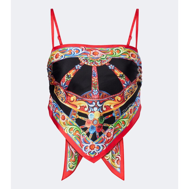 Dolce&Gabbana Carretto silk twill crop top