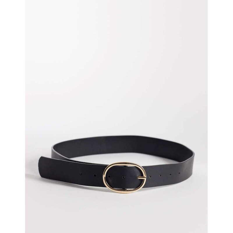 New Look leather look belt in black
