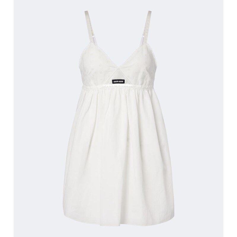 Miu Miu Embroidered cotton and linen-blend minidress