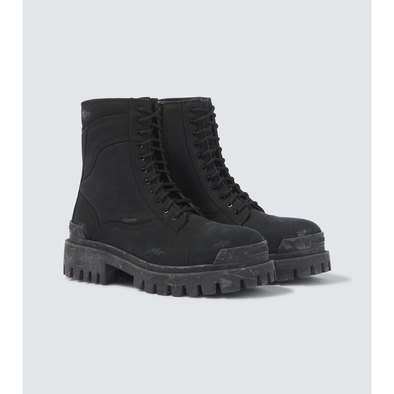 Balenciaga Combat Strike canvas lace-up boots