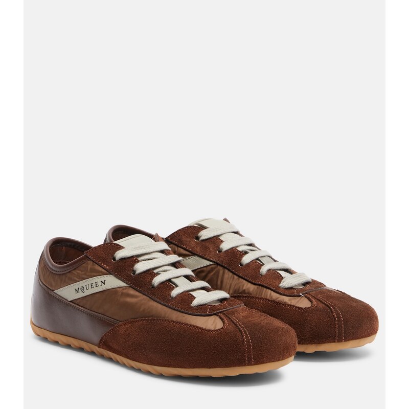McQueen Suede-trimmed sneakers