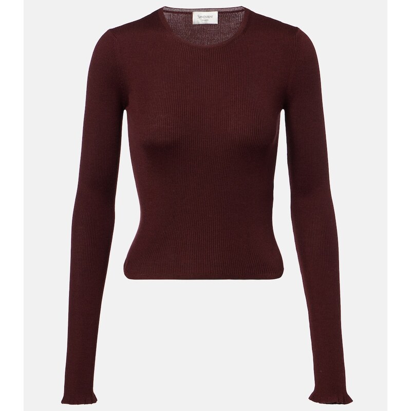 Saint Laurent Ribbed-knit wool, cashmere, and silk top