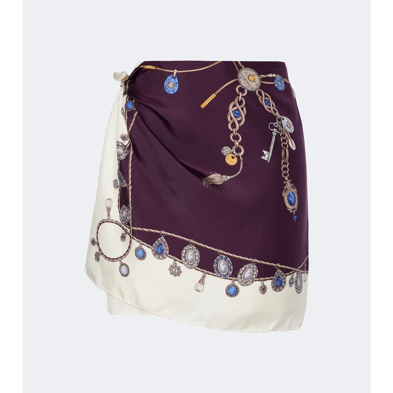 Versace Printed sill twill wrap skirt