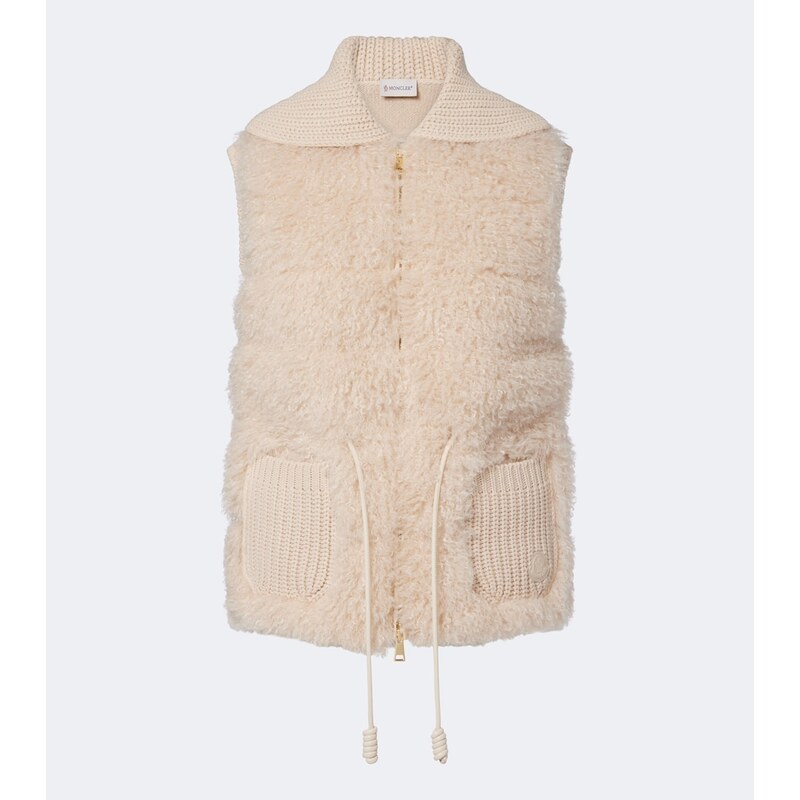 Moncler Shearling and cashmere down vest