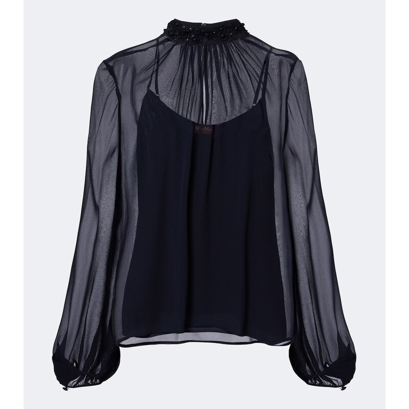 Max Mara Embellished sheer blouse