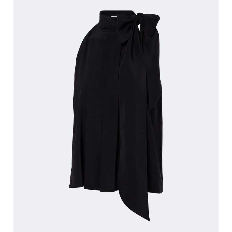 Max Mara Pleated tie-neck silk crÃªpe de chine top