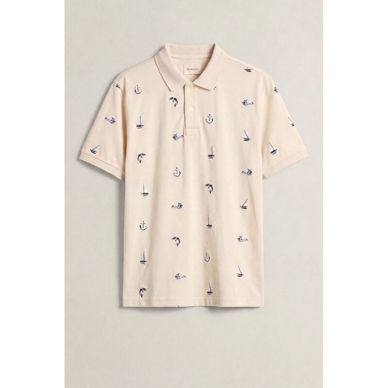 POLOKOŠILE GANT EMBROIDERED SS POLO CREAMED WHITE