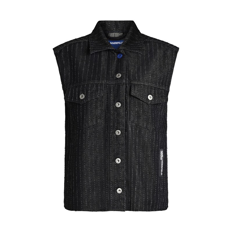 KARL LAGERFELD JEANS Vesta černá džínovina / bílá