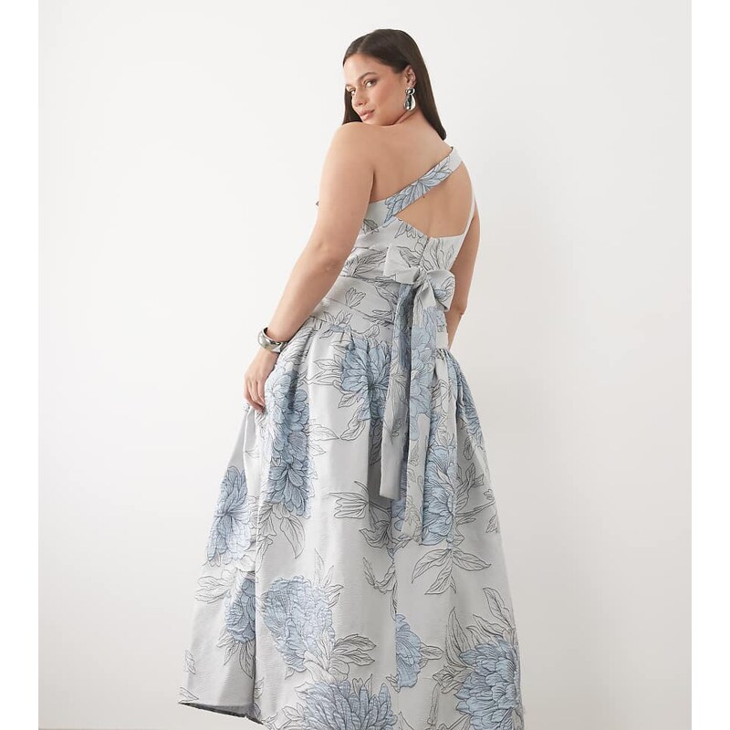 ASOS LUXE Curve jacquard maxi dress with one shoulder detail