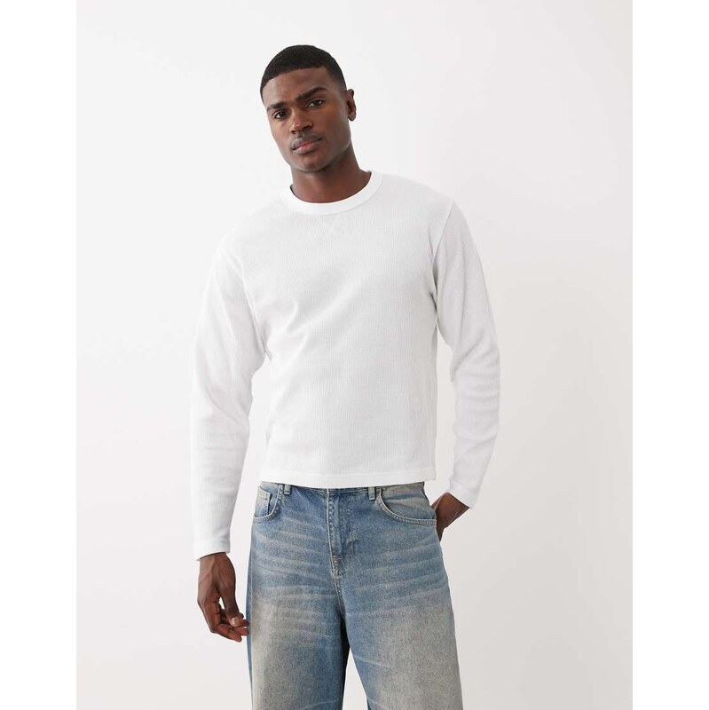 Cotton On textured long sleeve t-shirt in vintage white waffle