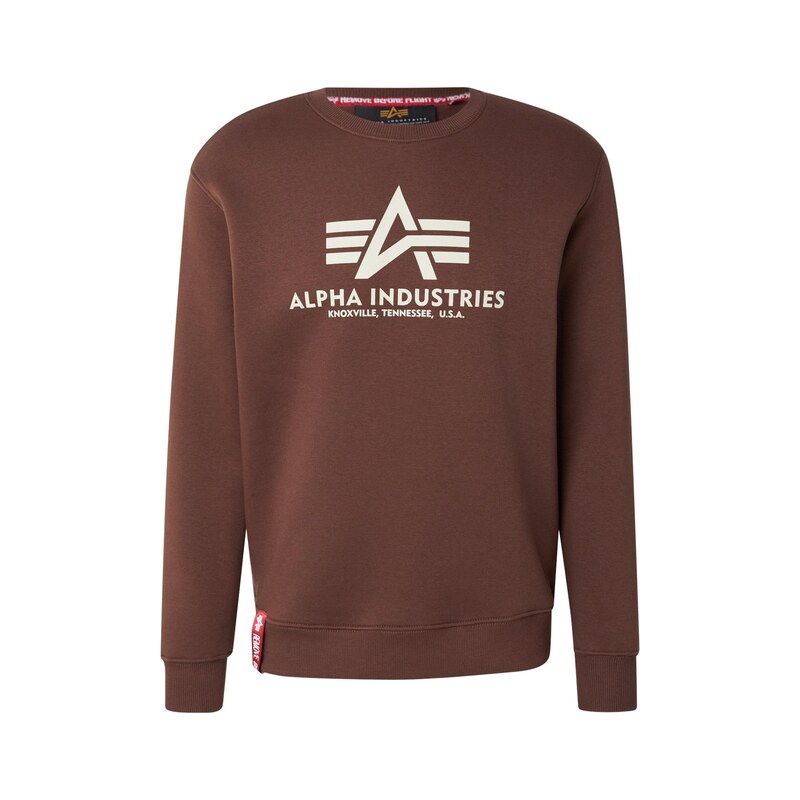 ALPHA INDUSTRIES Mikina hnědá / bílá