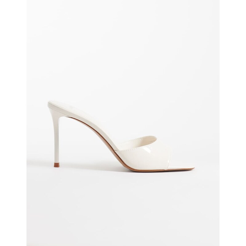 Mango faux leather heeled mule in white