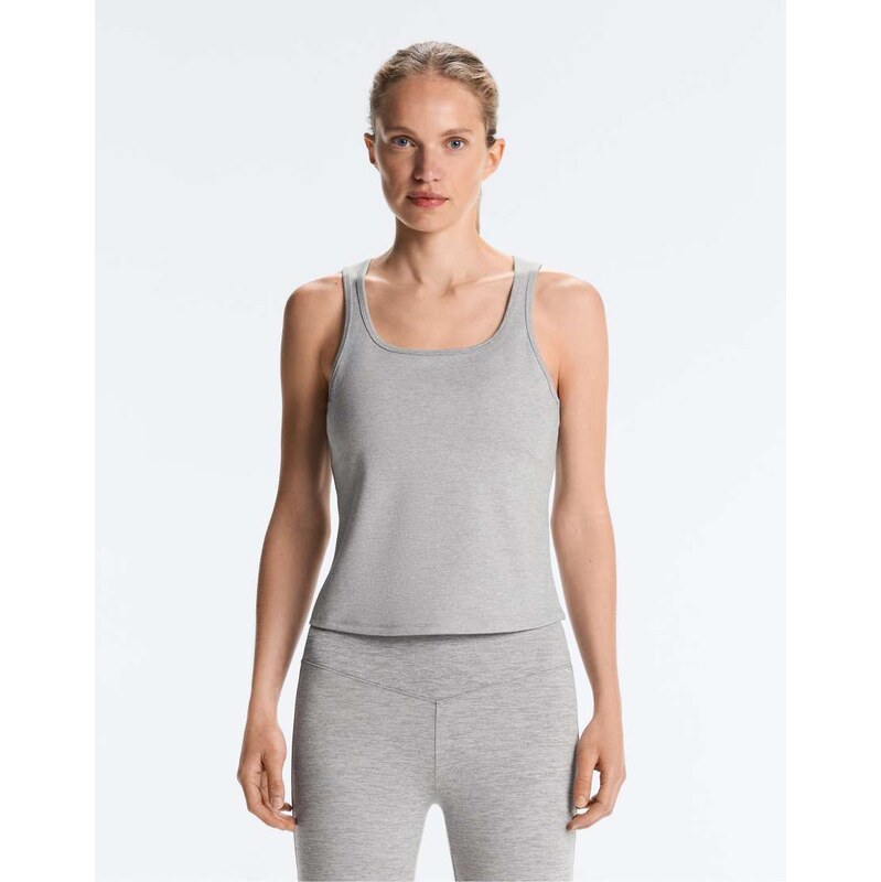 OYSHO Evermove square-neck tank top in mid-grey melange