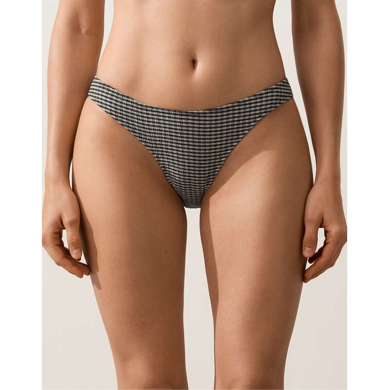 OYSHO Classic mini check bikini briefs in black