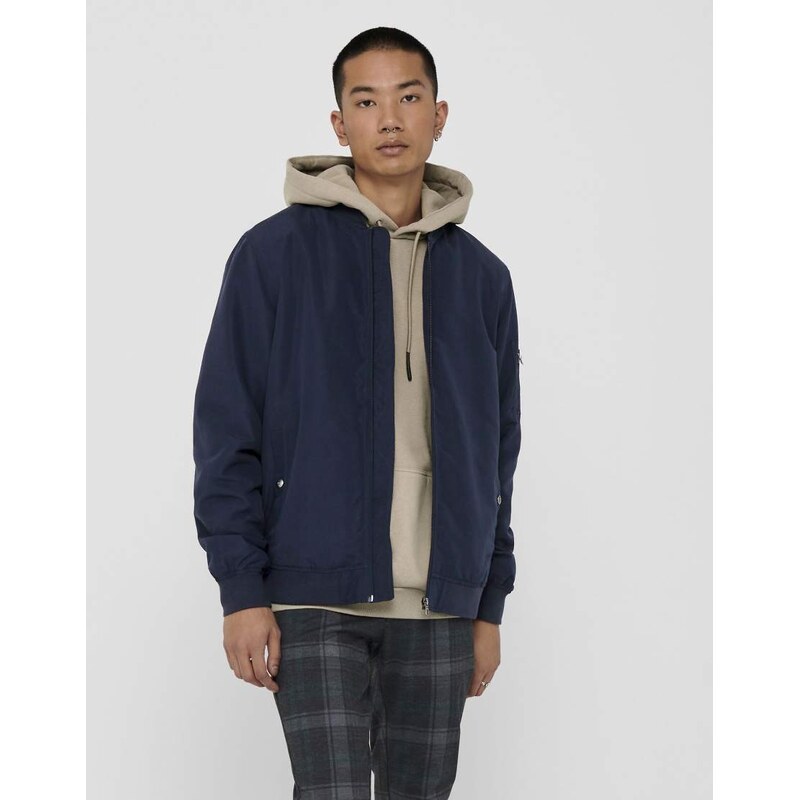 ONLY & SONS Bomber jacket in night sky-Blue