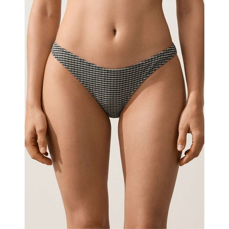 OYSHO Mini check u-cut medium-coverage bikini briefs in black