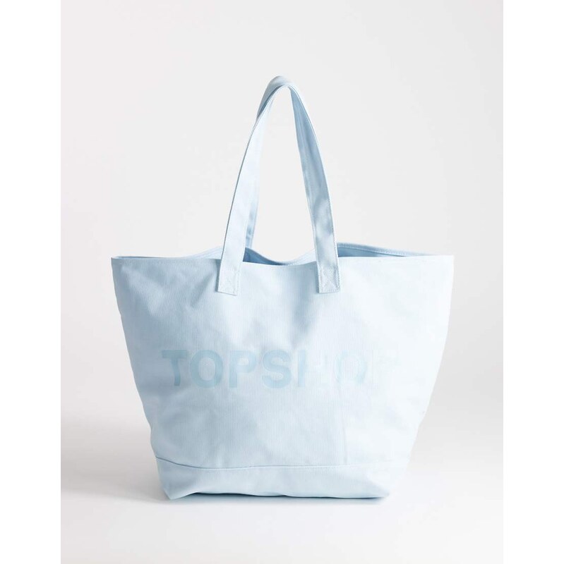 Topshop large canvas tote bag in cornflour blue