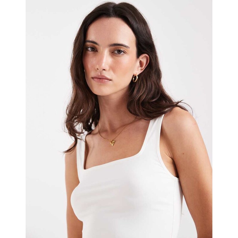 ASOS DESIGN breatheMAX polyamide square neck vest in white