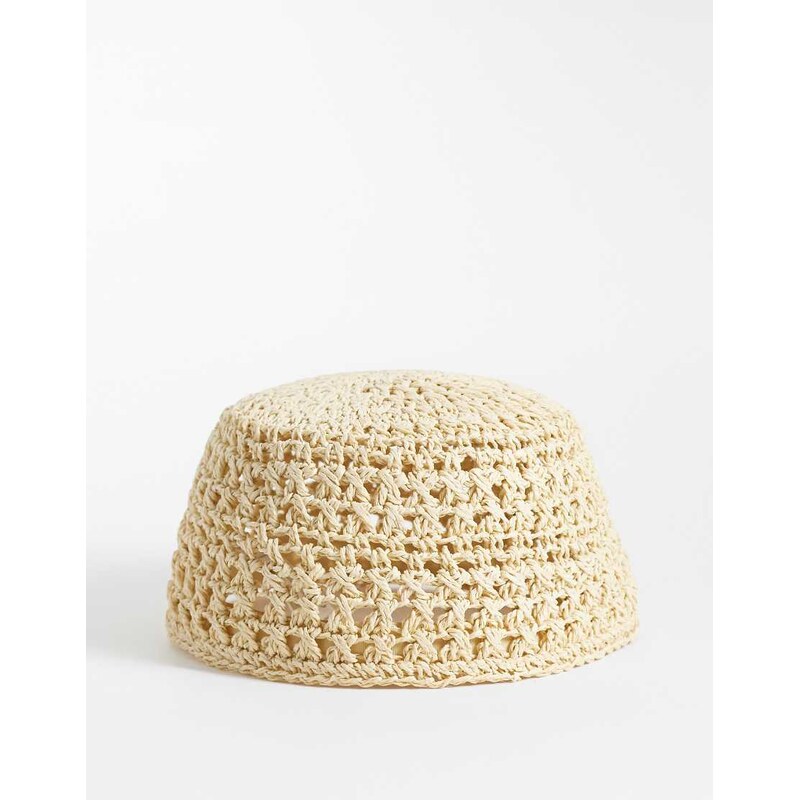 ARKET summer raffia pillbox hat in natural beige-Neutral