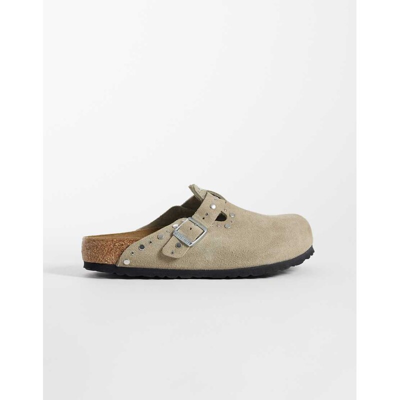 Birkenstock Boston Rivet suede clog in taupe-Grey