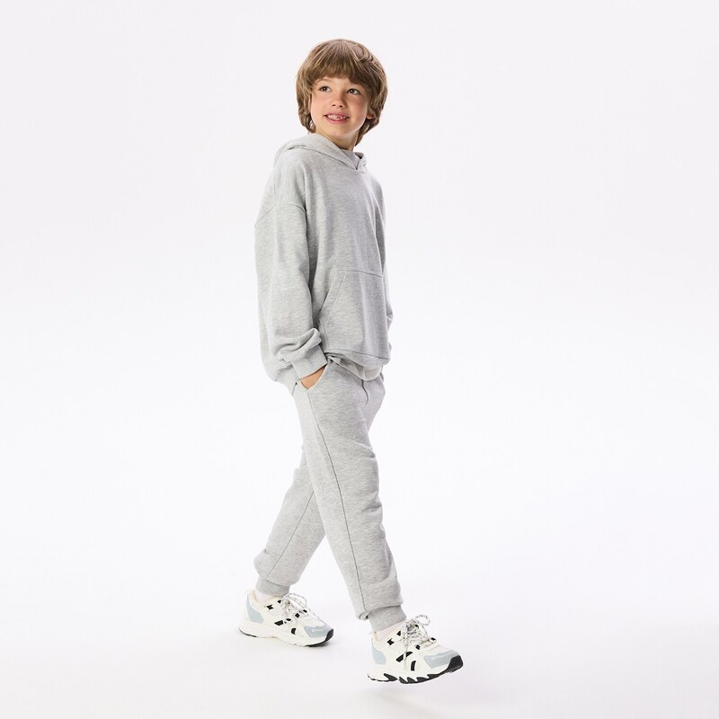 Reserved - Bavlněné jogger kalhoty - světle šedá