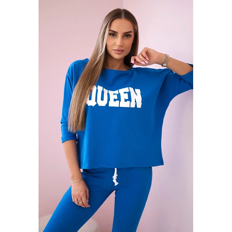 Kesi Sada s potiskem Queen v modrofialové barvě