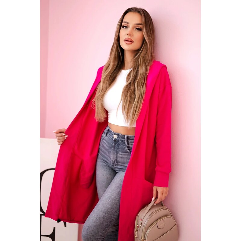 Kesi Pelerína s kapucí oversize fuchsiové