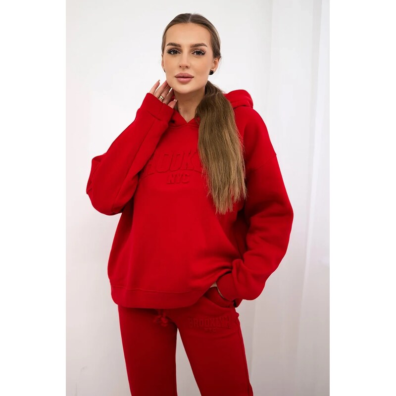 Kesi Zateplený bavlněný komplet, mMikina + kalhoty Brooklyn red