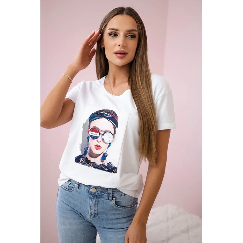 Kesi Halenka s dámskou grafikou bílá