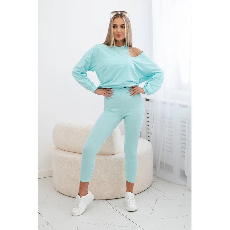 Kesi 3dílný set mMikina + top + legíny mint