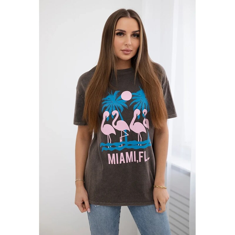 Kesi Włoski Blůza z drcené bavlny Miami hnědá