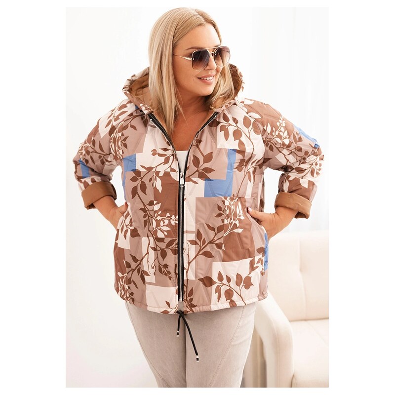 Kesi Włoski Dámská bunda Plus Size s kapucí a prodlouženým