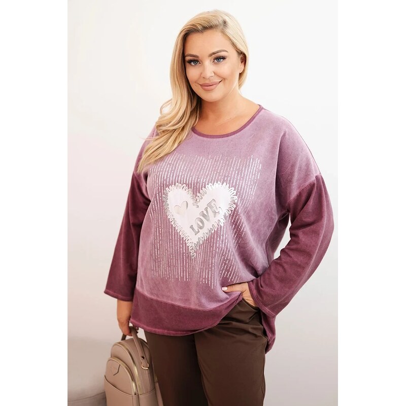 Kesi Włoski Dámská mMikina Plus Size bavlněná s potiskem srdce a